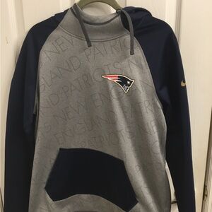 NFL New England Patriots Gray & Navy Pullover Hoodie NIKE